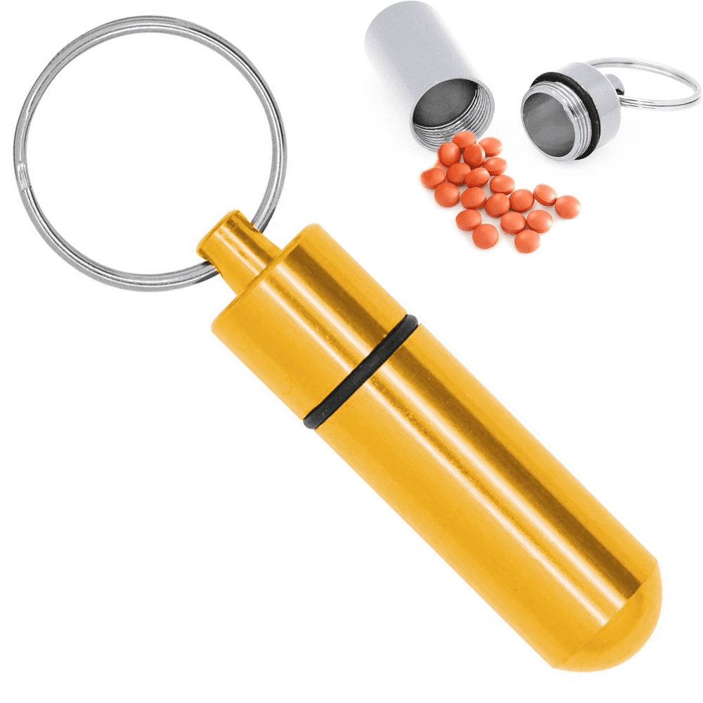 Aluminum Keychain Medication Pill Box. Waterproof Portable Mini Travel Pill Boxes Medicine