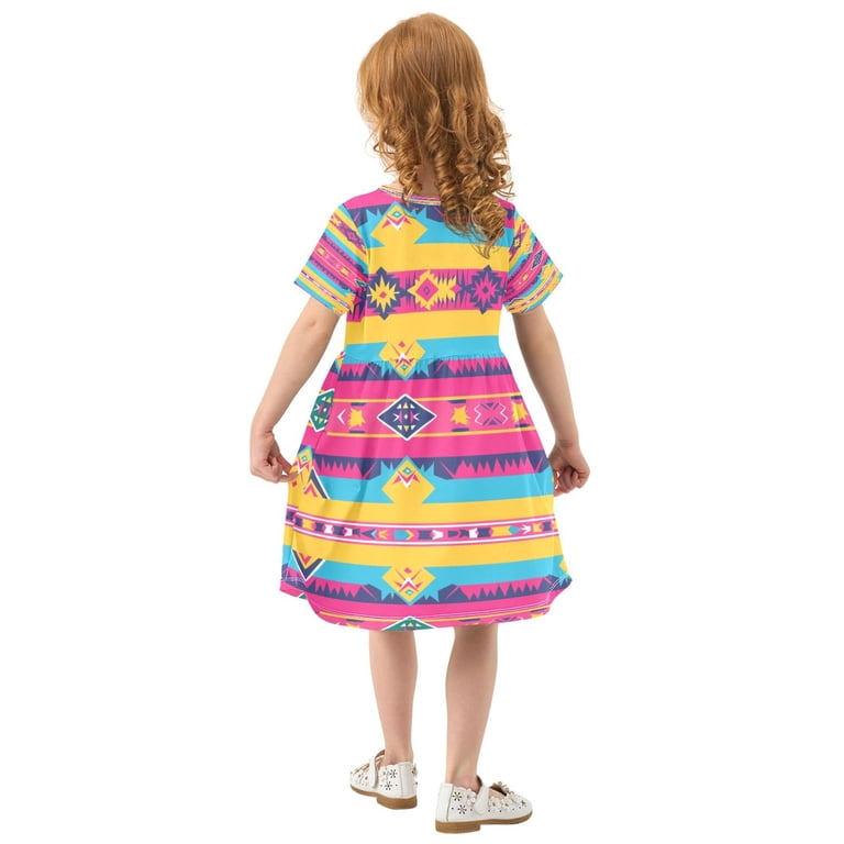short aztec dress Vintage Aztec Print Mini Dress: 80s Boho Button Front S/M
