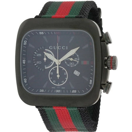 Gucci Chronograph Coupe Green and Red Stripe Nylon Men's Watch, YA131202