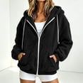 thumbnail image 7 of Ghalytn Women's Sherpa Fleece Zip Up Hoodie Jacket, Oversized Long Sleeve Hooded Coat with Pockets, 7 of 7