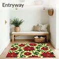 thumbnail image 3 of ODIKA 3'x5' Machine Washable Non-Slip Area Rug, Vintage Poinsettia Bloom Holiday Trio High Traffic Rug, Yellow, 620866, 3 of 7