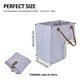 thumbnail image 2 of Cesta organizadora plegable para escaleras con asa de cuero sintético, ahorra espacio para la colada y los juguetes, canasta de almacenamiento de mano de fieltro gris claro para escaleras del hogar, 2 of 2