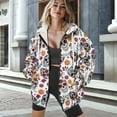 thumbnail image 3 of Renewold Skull Flower White Women's Oversized Sweatshirts Fleece Hoodies Casual Long Sleeve Sweaters Oversized Jackets Pullover Comfy Workout Clothes Athletic Clothing for Ladies Girls, XL, 3 of 7