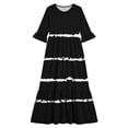 thumbnail image 4 of Girls Summer Maxi Dress Kids Striped Short Sleeve T-Shirt Dress for School Casual Dress with Pockets Black 9-10 Years, 4 of 7