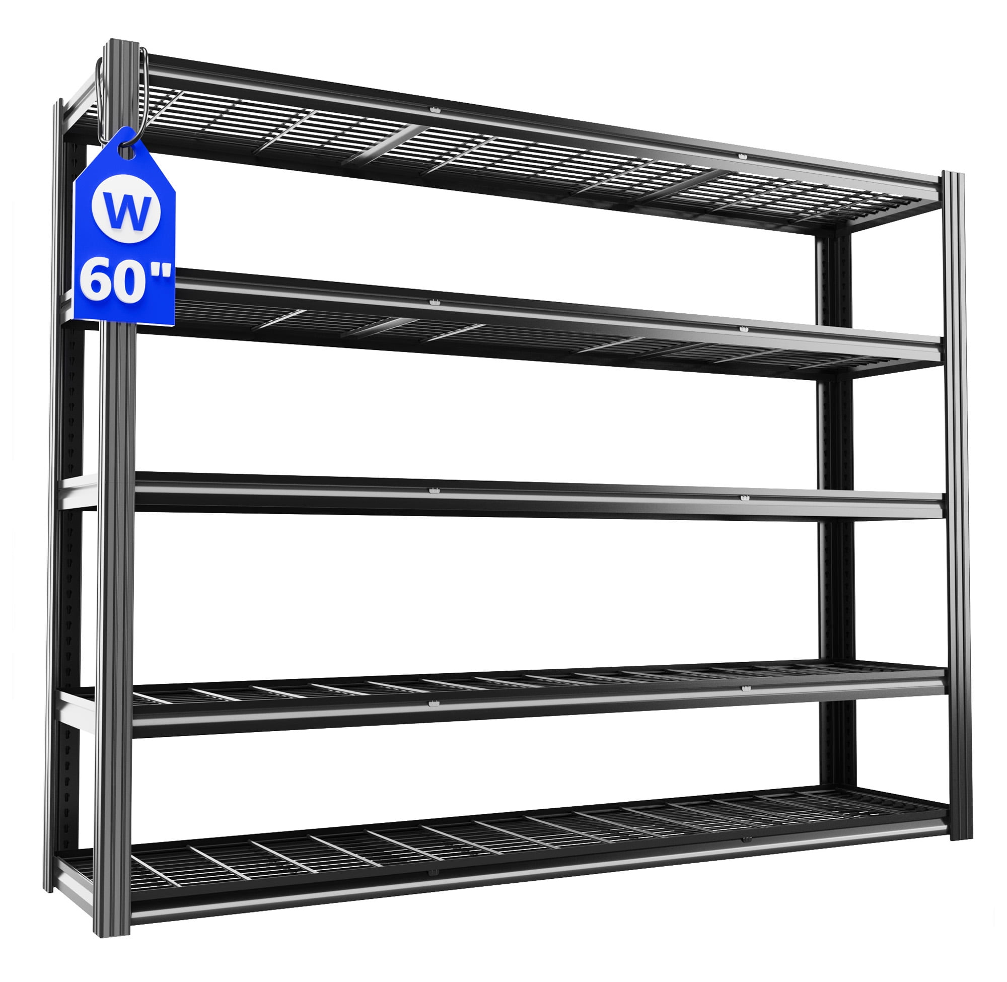 VDEVY 60"W Heavy Duty Shelving 3000LBS Steel Shelving Adjustable Garage Storage Industrial Shelf,60"W x 24"D x 72"H