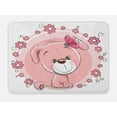 thumbnail image 1 of Dog Bath Mat, Cute Little Puppy with Daisy Flowers Cheerful Adorable Domestic Pet Girls, Non-Slip Plush Mat Bathroom Kitchen Laundry Room Decor, 29.5 X 17.5 Inches, Pale Pink Coral White, Ambesonne, 1 of 2