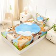 thumbnail image 4 of Homewish Cute Cats Animal Twin Sheets,Cartoon Pet Themed Bedding,Green Blue,3-Piece,1 Fitted Sheet and 1 Pillowcase, 4 of 6