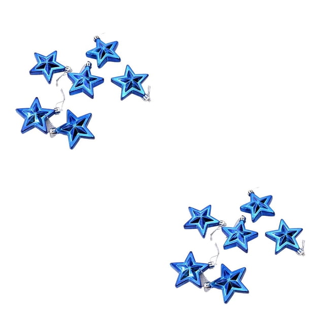 Paquete de 6 estrellas Injueey 2Conjunto Azul Adorno colgante para árbol de Navidad