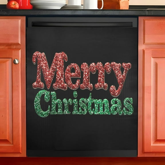 Ryvnso Merry Christmas Shiney Dishwasher Magnetic Refrigerator Magnet Cover Kitchen Home Decorative 23"x26"