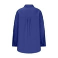 thumbnail image 4 of DuoJiaJ Women Loose Button Up Long Shirt Blouse Ladies V Neck Lapel Tunic Women's Long Sleeve Shirts Blue L, 4 of 5