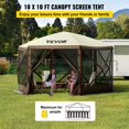 thumbnail image 2 of Camping Gazebo Tent, 10'x10', 6 Sided Pop-up Canopy Screen Tent for 8 Person Camping, Waterproof Screen Shelter w/Portable Storage Bag, Ground Stakes, Mesh Windows, Brown & Beige, 2 of 11