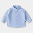 thumbnail image 2 of Tfken Tops For Boys Long Sleeve Solid Color Cottonblend Shirts Collared Comfortable Comfortable Light Blue Blouse Size 3-4 Years, 2 of 7