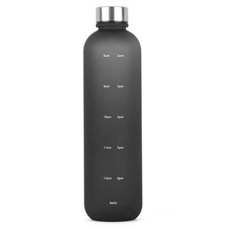 

1L Large Capacity Water Bottle for Girls Frosted Water Cup Metal Lid Water Bottle With Time Marker Reusable Drinking Bottle