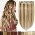 thumbnail image 3 of Benehair Clip In 100% Remy Real Hair Extensions Thick One Piece Hair Extensions Weft 3/4 Full Head Straight Hair Highlight Blonde Soft, 3 of 13