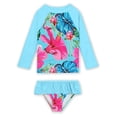 thumbnail image 1 of URMAIC Toddler Little Girls Long Sleeve Rash Guard with Bikini Bottoms Two Pieces Swimsuit, 1 of 3
