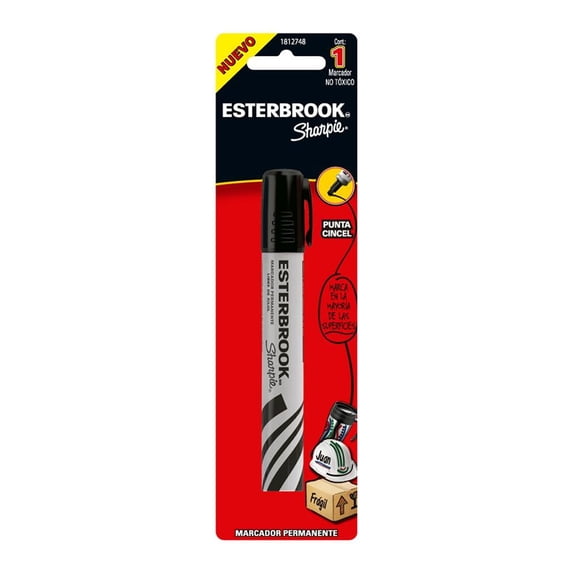 Marcador Permanente Sharpie Esterbrook punto cincel negro