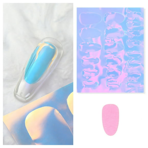 Dadatutu Aurora Ice Cube Transparent Candy Paper Nail Art Decals with Color-Changing Refraction Effects, High-Saturation Fluorescent Design for Stunning Manicures & Diy Crafts