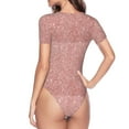 thumbnail image 3 of Uemuo Rose Gold Pink Glitter Pattern Women's One Piece Short Sleeve Swimsuit Rash Guard Surfing Modest Quick-drying Swimsuit Beach Essentials-X-Large, 3 of 9