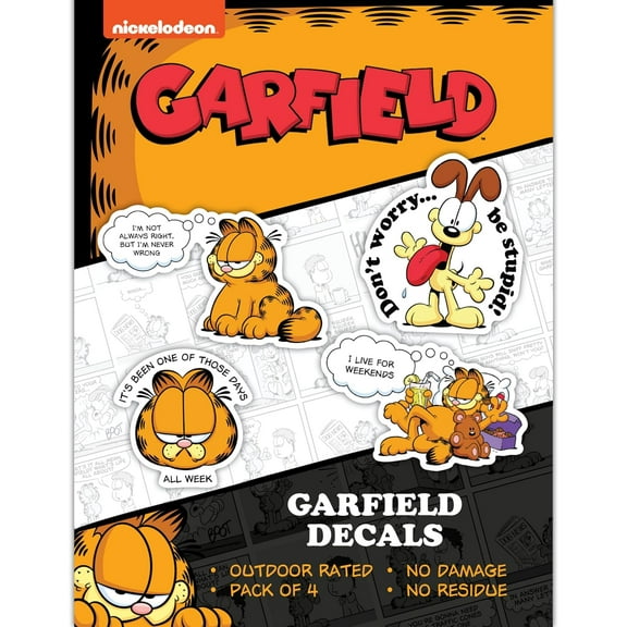 Garfield & Odie Decals - Set of 4 Garfield Quotes Vinyl Stickers for Water Bottle Laptop Car Truck Waterproof Bumper Stickers I Live for Weekends