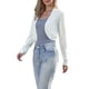 thumbnail image 4 of Suéteres de cárdigan cortos de manga larga INSPIRE CHIC para mujeres, bolero abierto para vestidos, color blanco S, 4 of 6