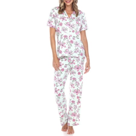 

White Mark Women s Short Sleeve & Pants Tropical Pajama Set