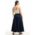 thumbnail image 3 of June + Vie Women's Plus Size Fit-And-Flare Denim Midi Skirt, 3 of 4