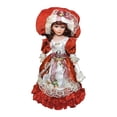 thumbnail image 2 of Muñeca de con Vestido Antiguo Y Sombrero Figura Decorativa de Colección Muñeca de Cerámica para Adultos Ornamento Artesanal Adecuada para Co Rojo burdeos, 2 of 10