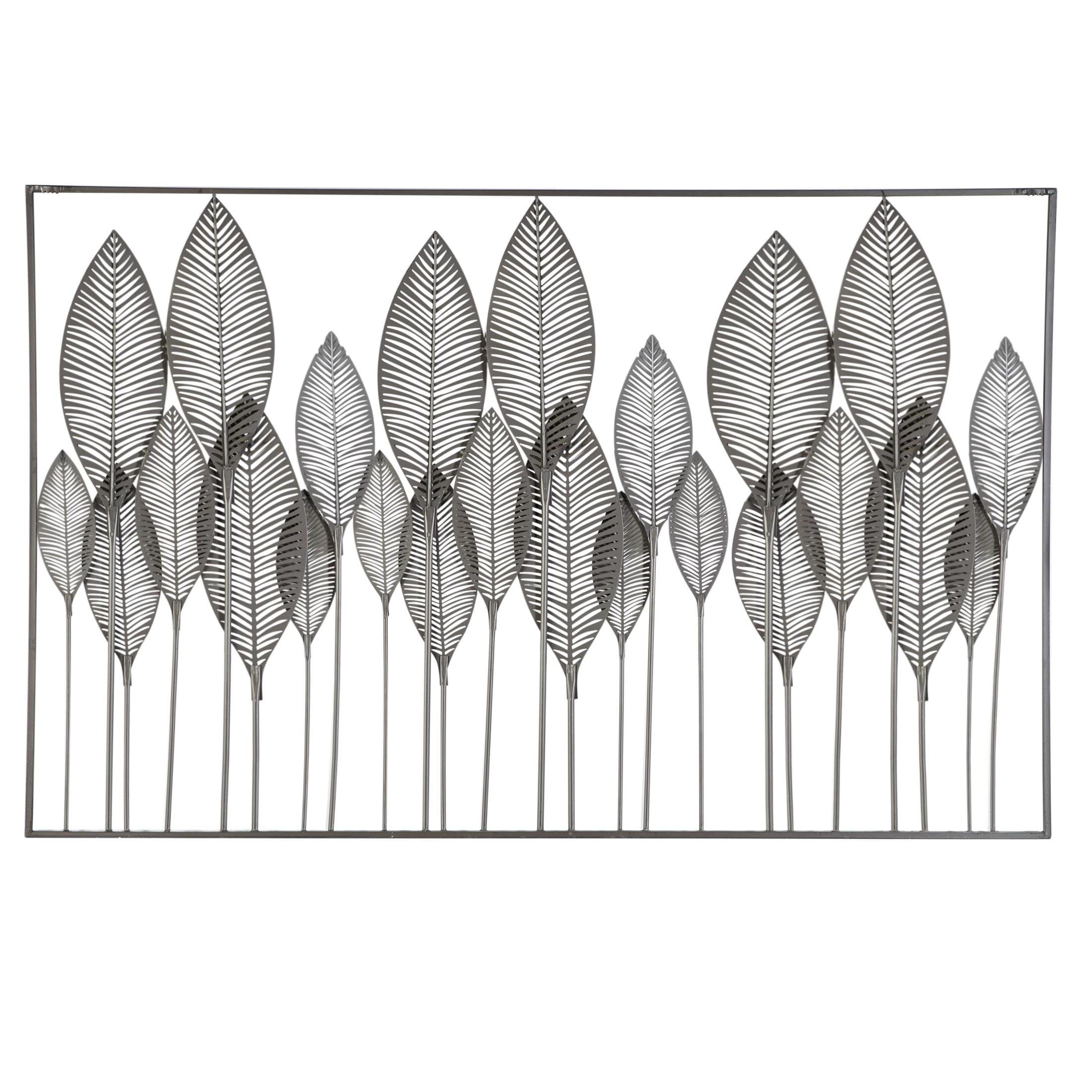 DecMode Bronze Metal Tall Cut-Out Leaf Wall Decor with Intricate Laser Cut Designs