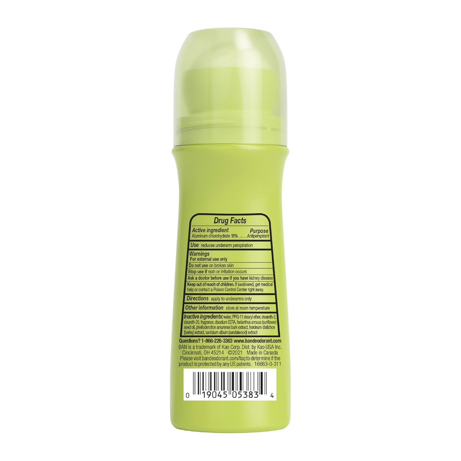 Ban Invisible Roll-On Antiperspirant Deodorant with 24 Hour Protection, Powder Fresh, 6 Pack