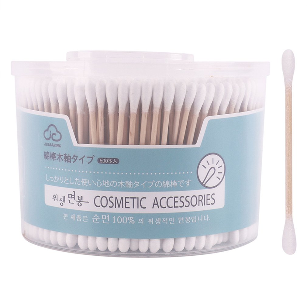 MAIF 500pcs/set Wooden Cotton Swabs Biodegradable Wooden Cotton Buds