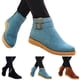 thumbnail image 4 of NECHOLOGY Botas Mujer Adulto Femenino Zapatos Botines mujer Zapatos de mujer Ligero Punta redonda Suela gruesa Gamuza plana Tubo bajo Hebilla de metal Botas (Blue, 8.5), 4 of 7