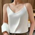 thumbnail image 2 of WCMZJ Women's Silk Tank Top Ladies V Neck Camisole Silky Loose Sleeveless Blouse Satin Tank Shirt Beige XXL, 2 of 5