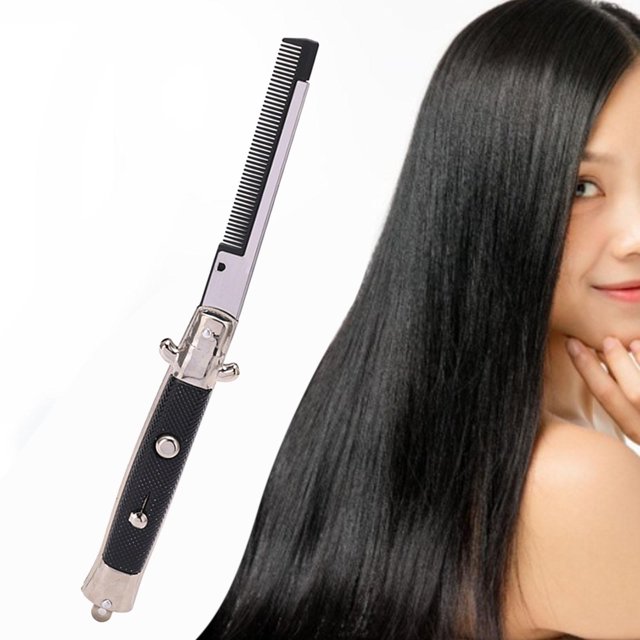 Peine de empuje de resorte de metal para hombre, herramienta de peluquería, cepillo de modelado de con diseño plegable de resorte creativo Baoblaze Cepillo de pelo plegable