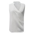 thumbnail image 4 of VNKIDY Women's Solid Color Satin Sleeveless T Shirts V Neck Wrap Front Slim Fit Tees For Office Casual Daily Business Wear Versatile Tops, 4 of 5