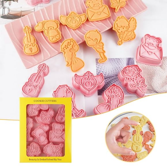 TIMIFIS Cookie Mold Valentine's Day Moulds Heart Moulds Fondant Baking Tools Set of 8 Kitchen Gadgets