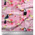 thumbnail image 1 of Soimoi Pink Rayon Fabric Floral & Toucan Bird Print Fabric by The Yard 56 Inch Wide, 1 of 3