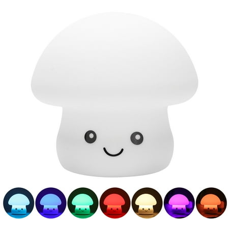 

EDFRWWS Silicone Mushroom Night Light 1200mAh Touch Dimming USB Bedside Desk Lamp ()