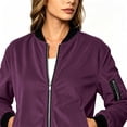thumbnail image 3 of QQNHM Womens Corduroy Bomber Jacket Full Zipper Long Sleeve Lightweight Coat Fall Casual Baseball Outerwear, 3 of 6