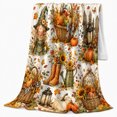 thumbnail image 2 of Autumn Harvest Scarecrow Pumpkin Collage, Festive Pet Portrait Pattern, Warm Flannel Blanket for Ranch House and Living Room, Cat Lovers Thanksgiving Gift, Pet Lover Home Decor, 2 of 9