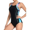 thumbnail image 6 of Charmo One Piece Athletic Racerback Swimsuit Womens Slimming Bathing Suits Color Block Training Swimwear, 6 of 8