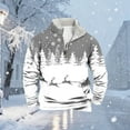thumbnail image 2 of Ceisia Warm Fleece-Lined Mens Loose Fit Christmas Print Half-Zip Stand Collar Sweatshirt Gifts, 2 of 6