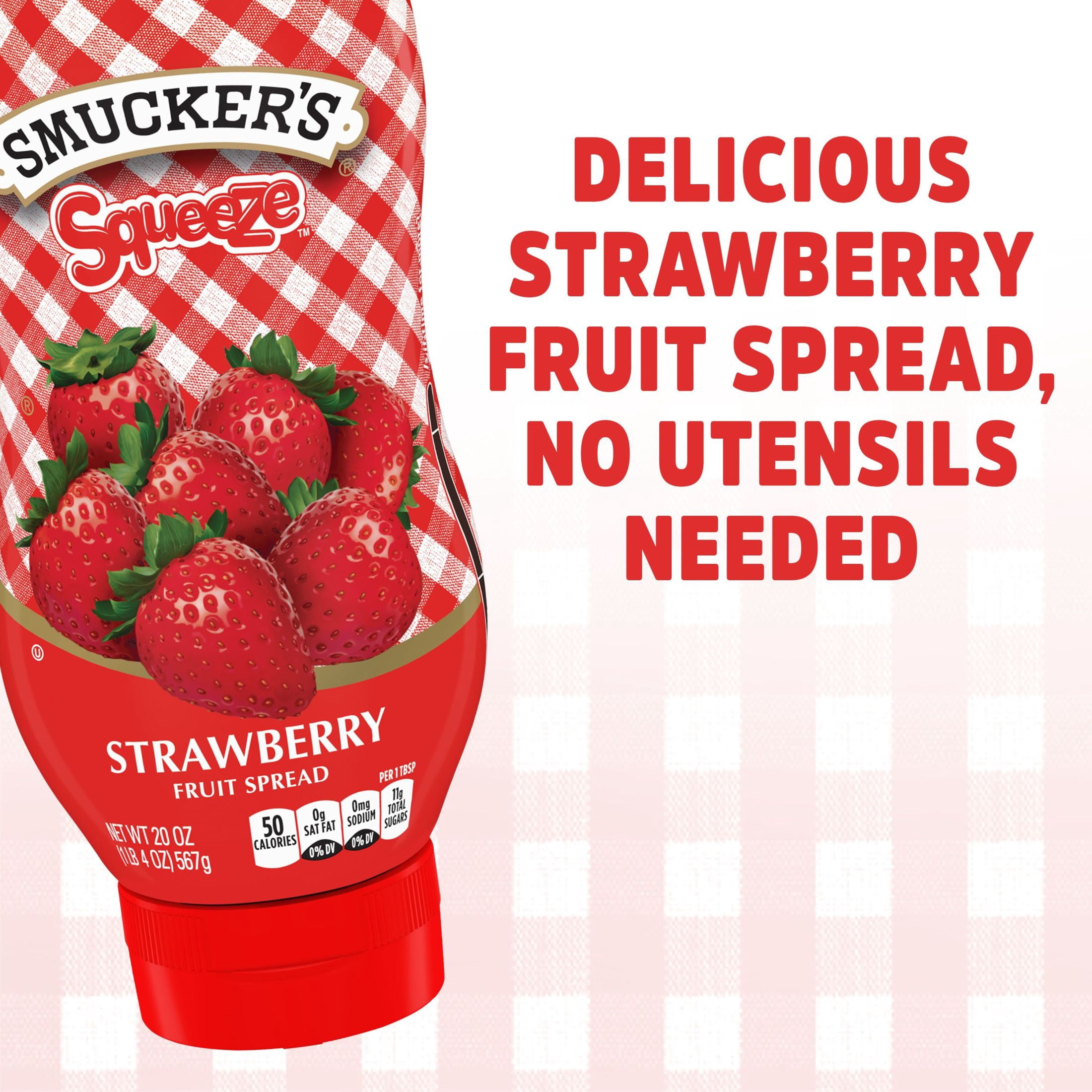 (12 pack) Smucker's Squeeze Strawberry Fruit Spread, 20 oz