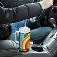 thumbnail image 4 of Yayeee 40oz Stainless Steel Tumbler with Straw and Handle Double-Wall Insulated Travel Water Bottle, Colorful Stripes, 4 of 8