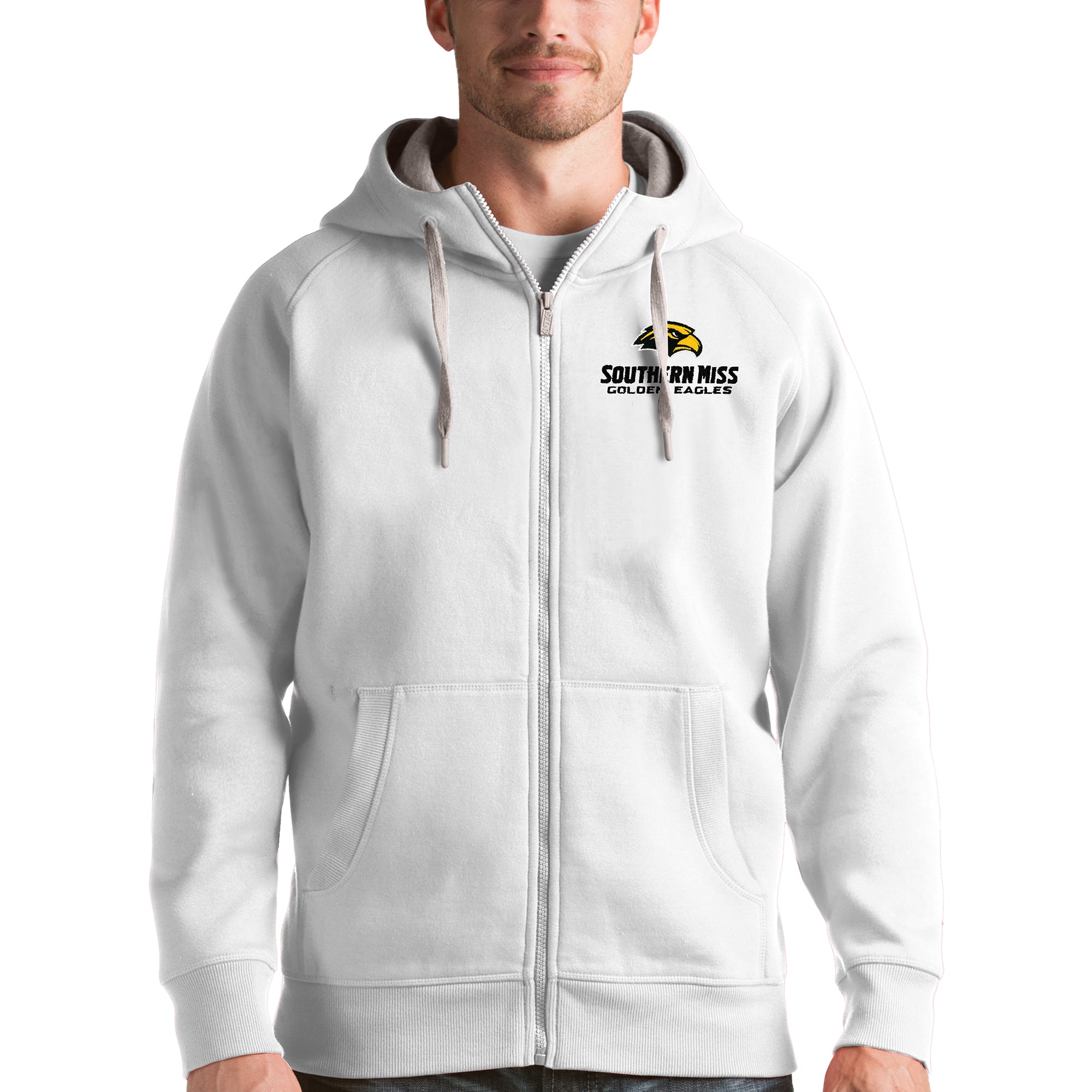 Southern Miss Golden Eagles Antigua Victory Full Zip Hoodie White Walmart Com Walmart Com