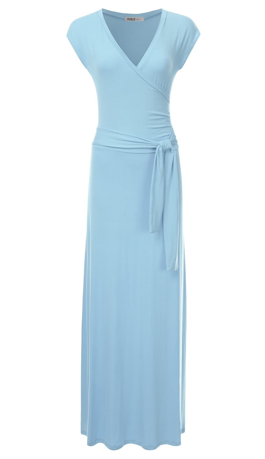 NINEXIS Women's V-Neck Short Sleeve Maxi Wrap Dress - Walmart.com