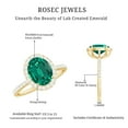thumbnail image 5 of Classic Created Emerald Ring with Diamond Halo for Women (AAAA Quality), 10K Yellow Gold, US 11.50, 5 of 9