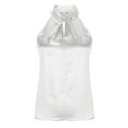 thumbnail image 4 of JGGSPWM Women's Solid Keyhole Back Halter Neck Blouse Twist Front Satin Silk Tank Tops White XL, 4 of 7