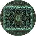 thumbnail image 1 of Ahgly Company Machine Washable Indoor Round Persian Turquoise Blue Traditional Area Rugs, 3' Round, 1 of 4