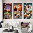thumbnail image 1 of Designart "Rustic Mountains Road Through the Wilderness I" Abstract Landscape Framed Wall Art Set Of 3 - Pink Abstract Landscapes Frame Canvas Set For Living Room Decor, 1 of 6
