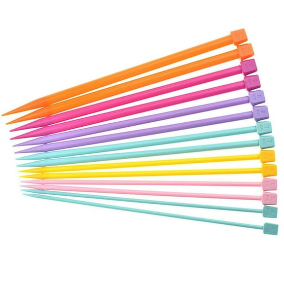 TOP! 14 PCS Knitting Needles 4 mm-10 mm, Single Pointed Plastic Set Extra Long Straight
